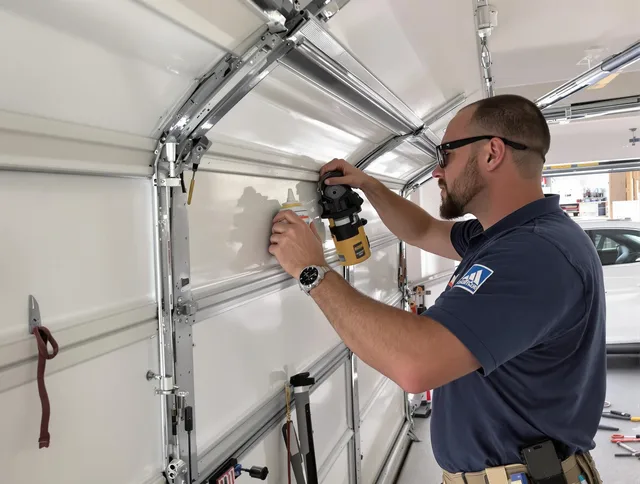 Worthington Garage Door Repair technician quieting a noisy garage door in Worthington