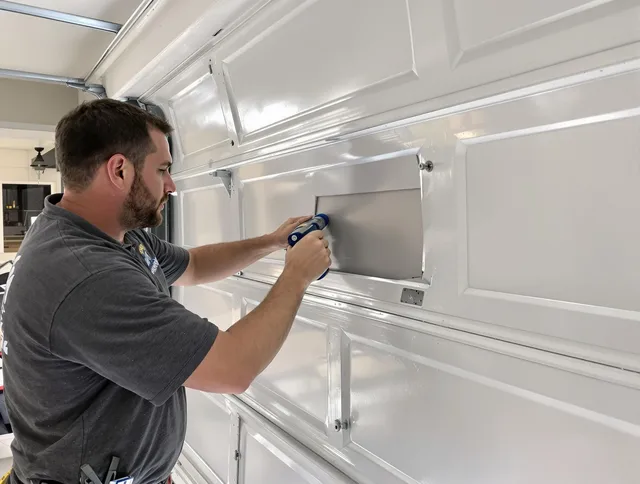 Garage door panel repair by Worthington Garage Door Repair in Worthington